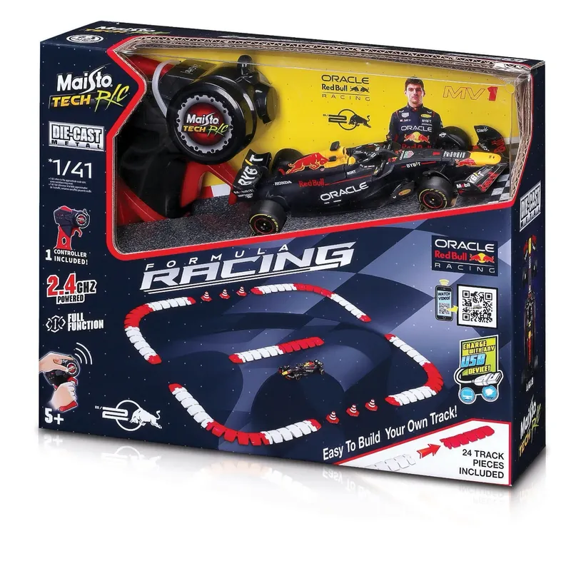 Red Bull RB20 - Radiostyrd F1-bil med Racing Track - Verstappen - Bburago
