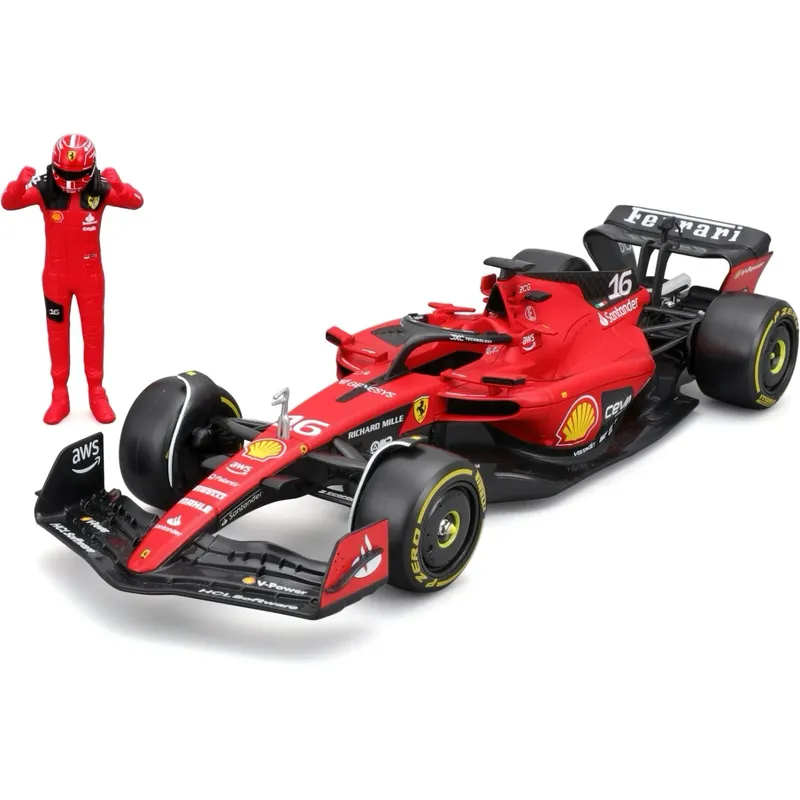 Ferrari SF-23 - Bil och Leclerc samlarfigur - Bburago - 1:24