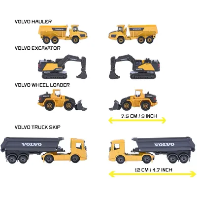 Volvo Construction - 4-pack med leksaksbilar - Majorette