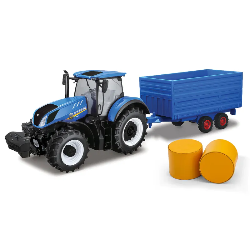Traktor med høvogn - New Holland T7.315 - Bburago
