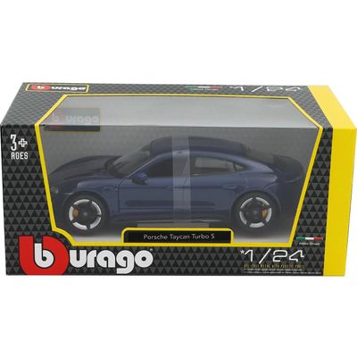 Porsche Taycan Turbo S - Blå - Bburago - 1:24