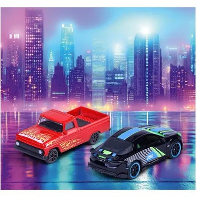 Neon Racers - Storpack med 13 bilar - Majorette