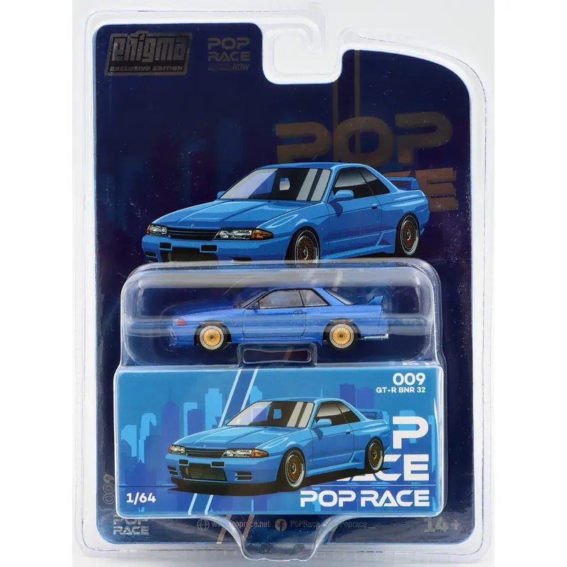 Nissan Skyline GT-R BNR 32 - Blå - 009 - Pop Race - 1:64