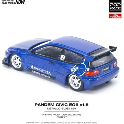 Pandem Civic EG6 - Blå - Pop Race - 1:64