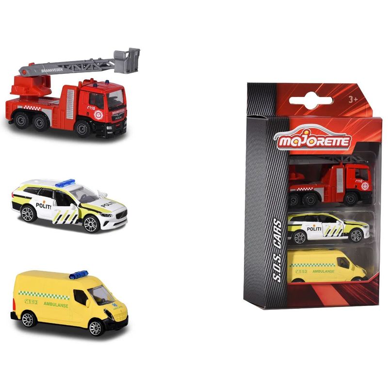 3-pack norska utryckningsfordon - S.O.S. Cars - Majorette