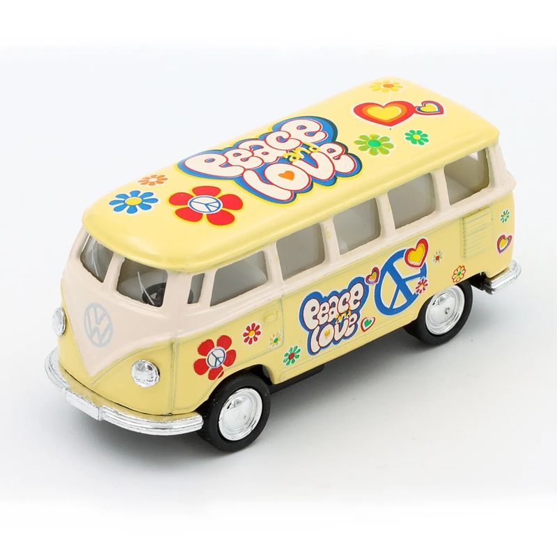 1962 VW Buss - Flower Power - Ljusgul - Kinsmart 7 cm