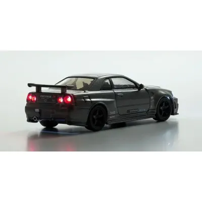 Nissan Skyline GT-R med LED-belysning - Grå- Kyosho - 1:64