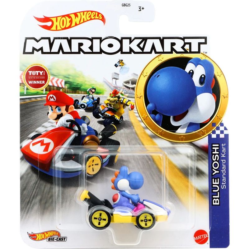 Blue Yoshi - Mario Kart - Standard Kart - Hot Wheels