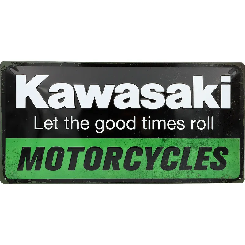 Kawasaki Motorcycles - Plåtskylt - 50 x 25 cm