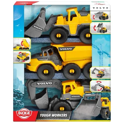 Volvo Grävare Hjullastare Dumper Tough Workers - Dickie Toys