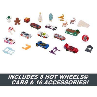 Adventskalender - 8 bilar och 16 tillbehör - Hot Wheels