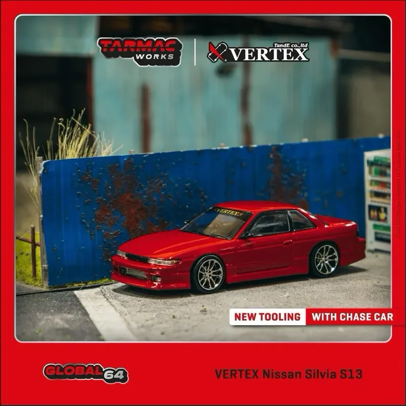 VERTEX Nissan Silvia S13 - Röd - GLOBAL64 - Tarmac - 1:64