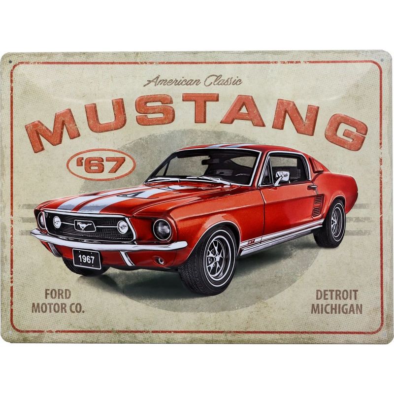 Mustang '67 - Röd - American Muscle - Plåtskylt - 40x30 cm
