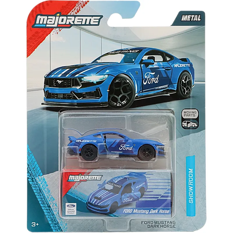 Ford Mustang Dark Horse - Blå - Showroom Deluxe Cars - Majorette - 7 cm