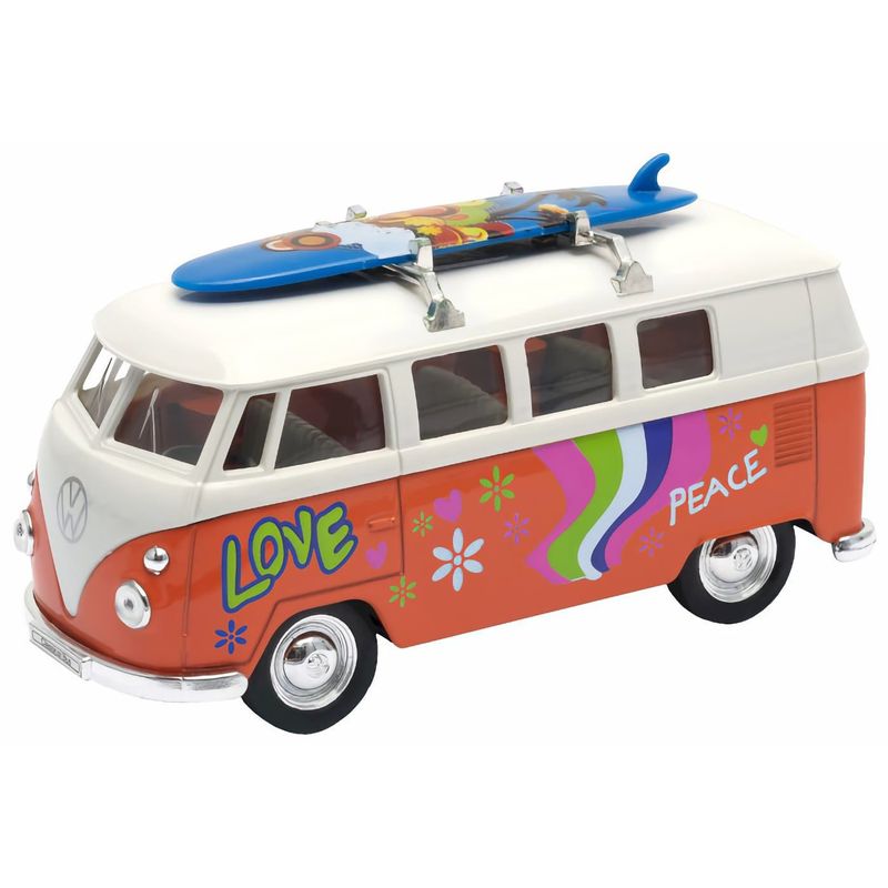 Volkswagen T1 buss med surfbräda - Welly - Orange