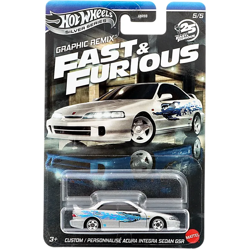 Custom Acura Integra Sedan GSR - Silver - F&F - Graphic Remix - Hot Wheels