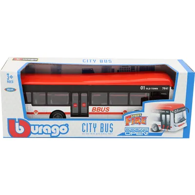City Bus - Vit / Röd - Bburago - 19 cm