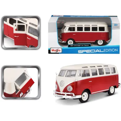 Volkswagen Van "Samba" Bus - Röd - Maisto - 1:25