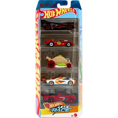Netflix Let's Race - 5-pak med legetøjsbiler - Hot Wheels