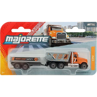 Mack Granite - Tipplastbil med släp - Trailer - Majorette