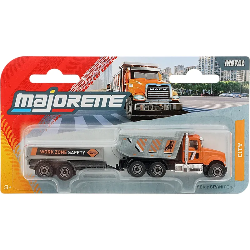 Mack Granite - Tipplastbil med släp - Trailer - Majorette