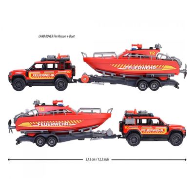 Land Rover Fire Rescue + Boat - Majorette Grand Series