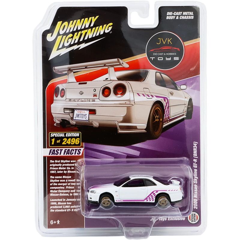 2000 Nissan Skyline GT-R (BNR34) Vit Johnny Lightning - 1:64