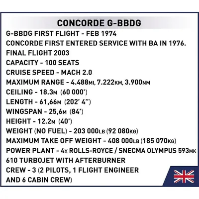 Concorde G-BBDG - British Airways - Byggklossar - 1917 - COBI - 1:95