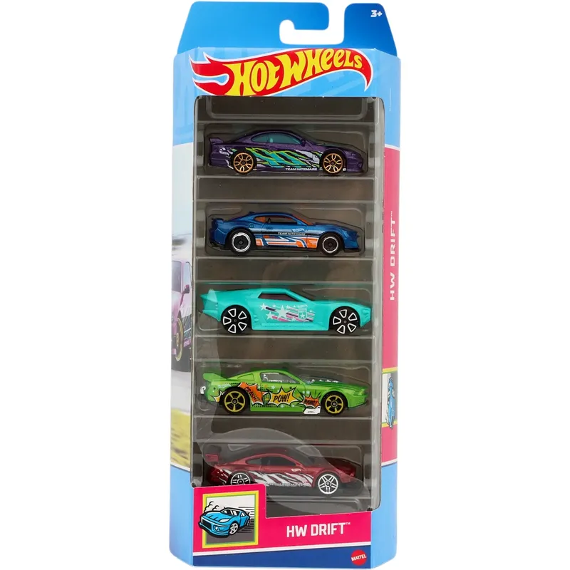 HW Drift - 5-pack leksaksbilar - Hot Wheels