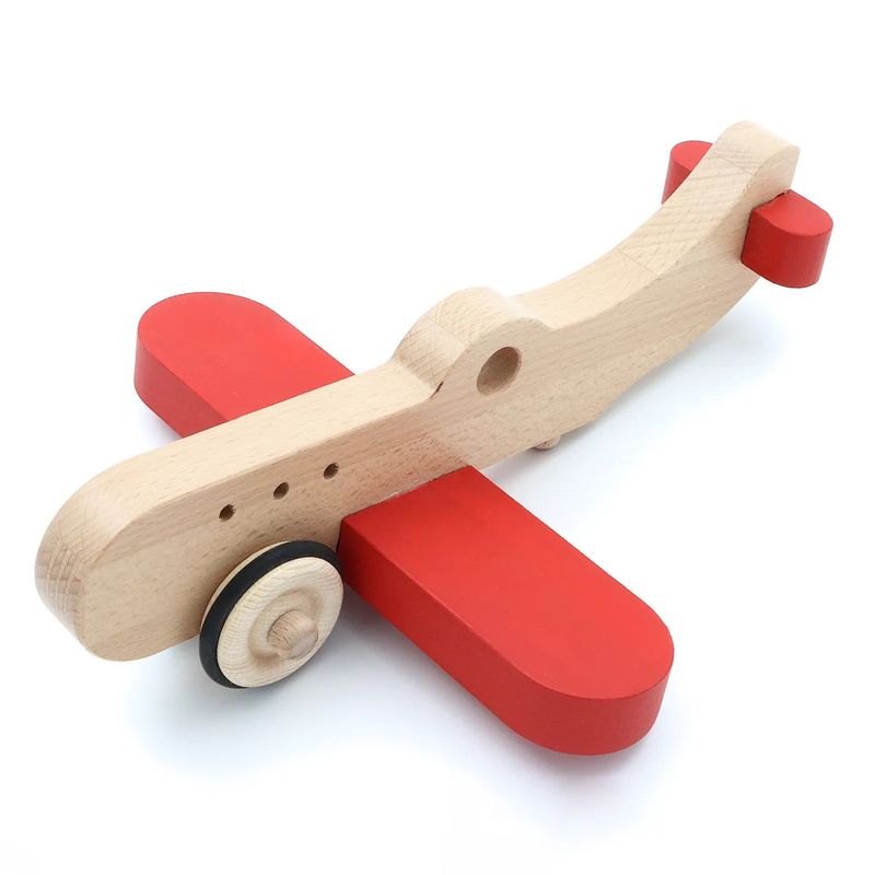 Träflygplan med hjul - Röd