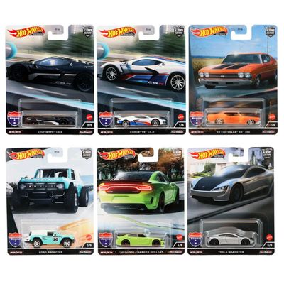 Set med 6 bilar - Car Culture: American Scene - Hot Wheels