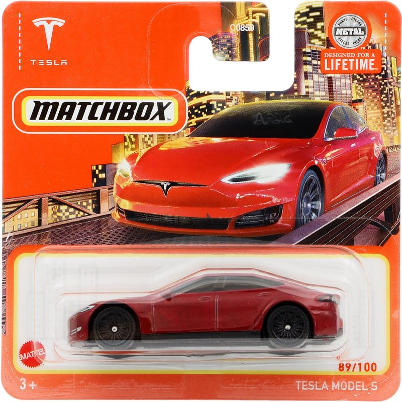 Tesla Model S - Röd - Matchbox