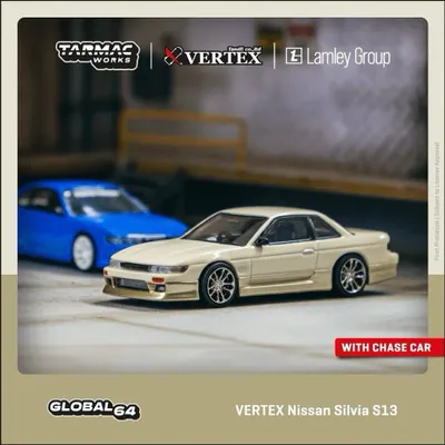 VERTEX Nissan Silvia S13 - Vit / Guld - Tarmac Works - 1:64