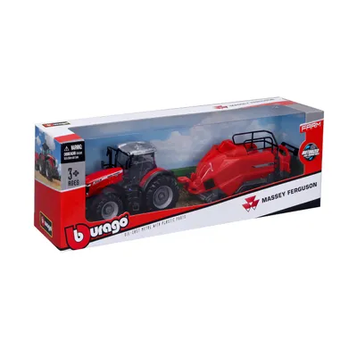 Traktor med balpress - Massey Ferguson 8740S - Bburago