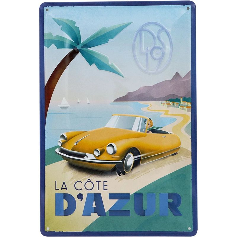 Citroën DS19 - La Côte d'Azur - Plåtskylt - 20x30 cm