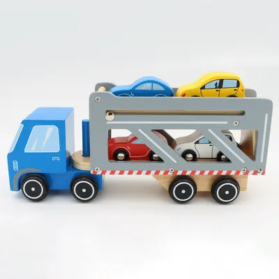 Biltransport med 4 bilar i trä - Small Foot