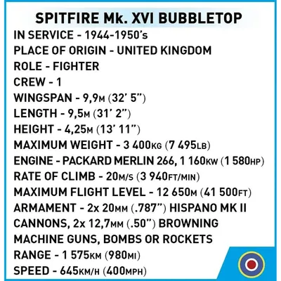 Spitfire Mk. XVI Bubbletop - Byggklossar - 5865 - COBI - 1:48