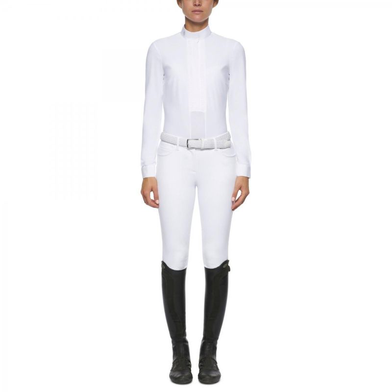 Cavalleria Toscana Pleated Jersey LS Shirt white