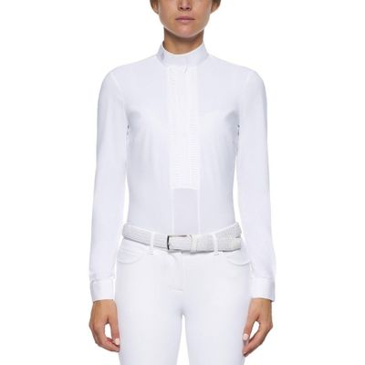Cavalleria Toscana Pleated Jersey Shirt white kort ärm
