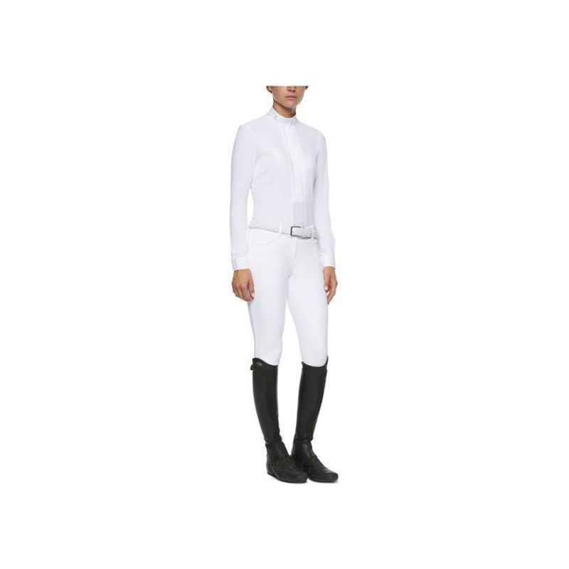 Cavalleria Toscana Pleated Jersey LS Shirt white