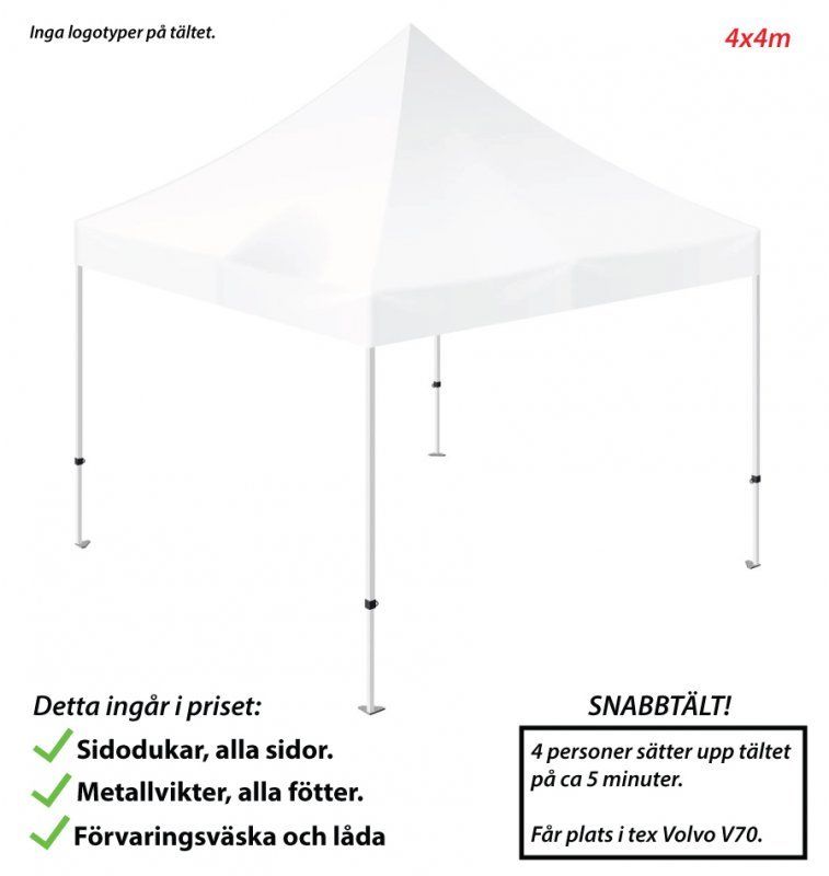 Tält 4x4m - Vit
