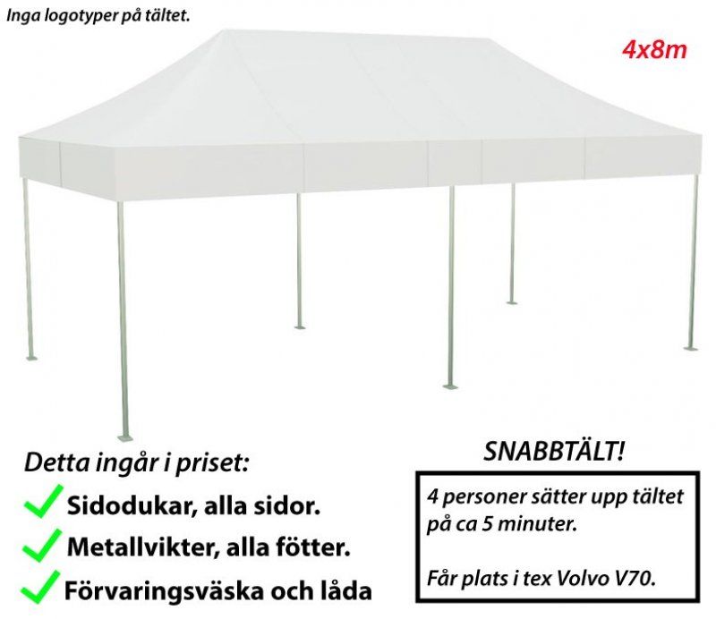 Tält 4x8m - Vit