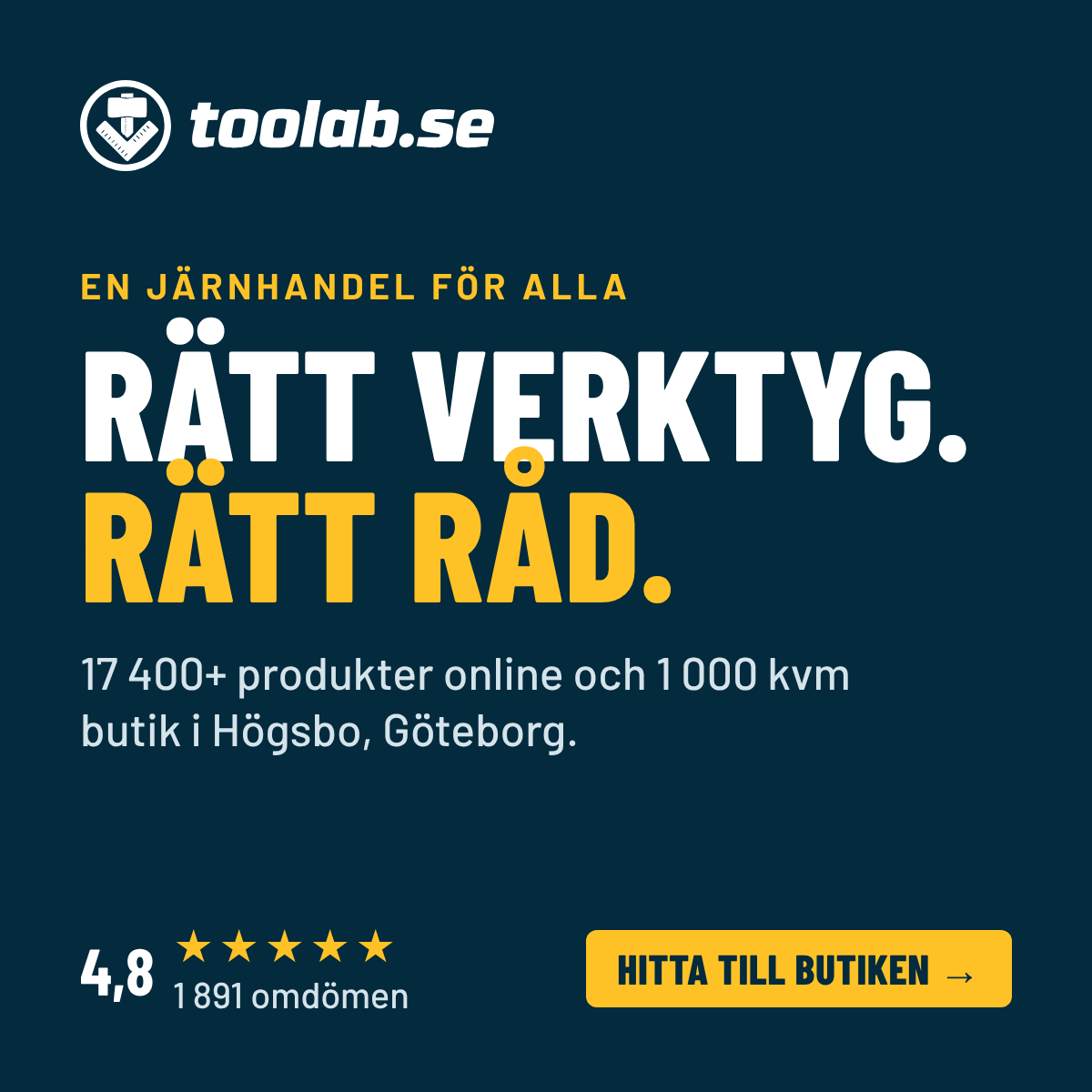Toolab – rätt verktyg, rätt råd. Hitta till vår butik i Västra Frölunda, Göteborg