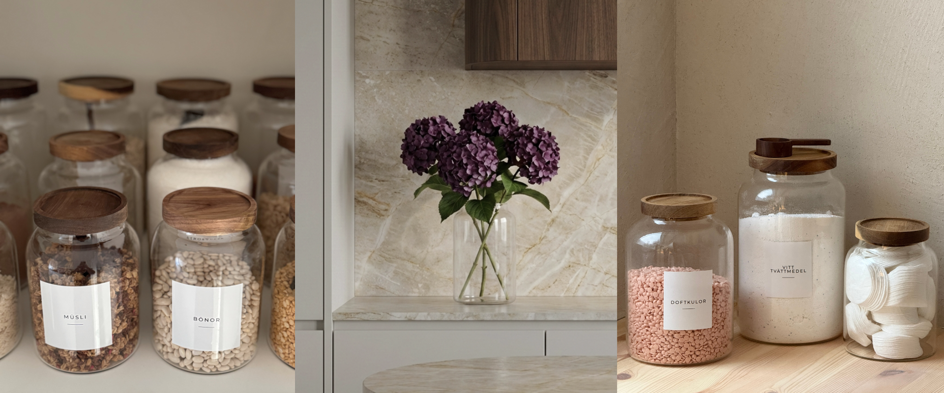 Bild av olika Glasburk med trälock