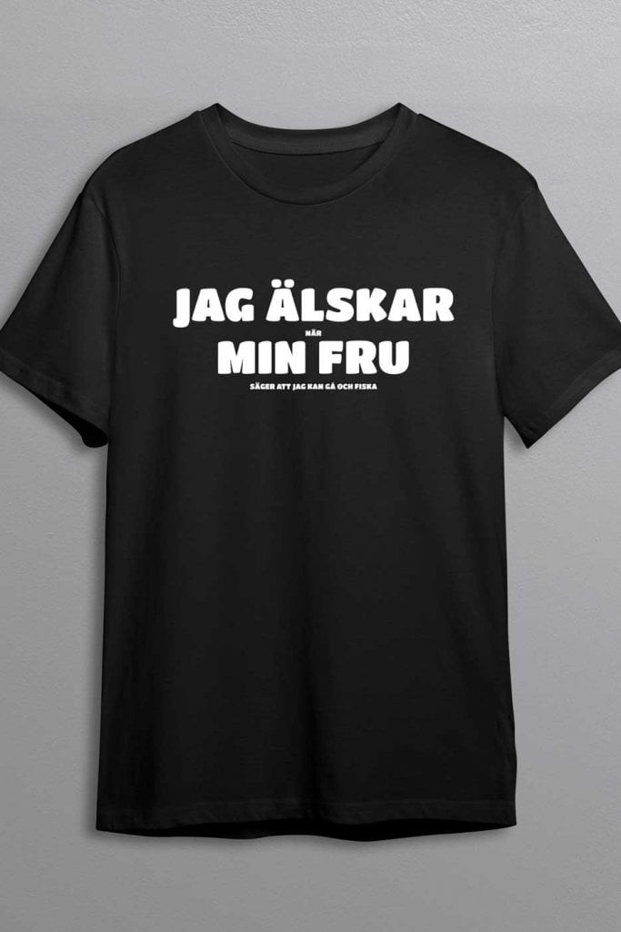 Jag älskar när min fru, fiska T-shirt (Herr XXL)