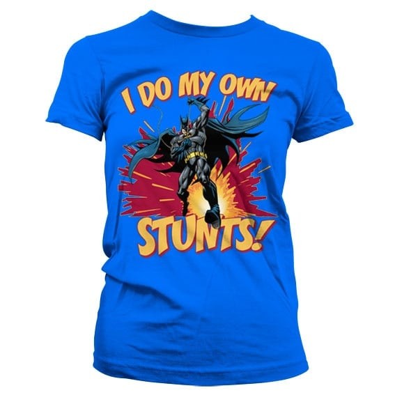Batman - I Do My Own Stunts Girly Tee (L Blue)