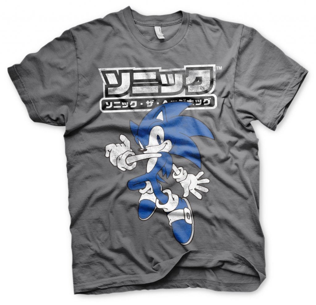 Sonic The Hedgehog Japanese Logo T-Shirt (S DarkGrey)