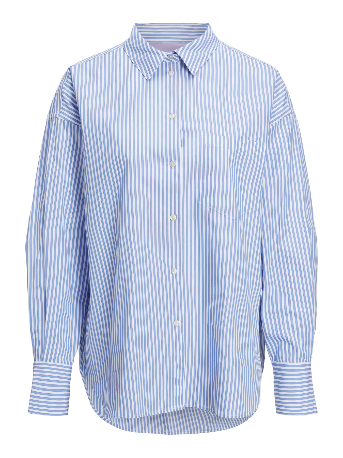 Avslappnad Poplin Skjorta Med Långa Ärmar (S Navy Blazer Stripes)