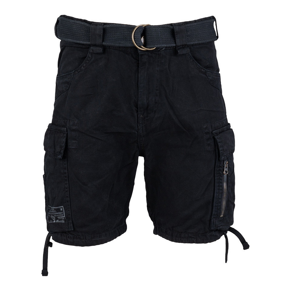 Heavy Duty cargoshorts i svart med dragkedja (M svart)