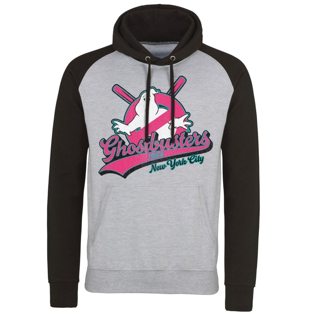 Ghostbusters - New York City Baseball Hoodie (HeatherGreyBlack L)